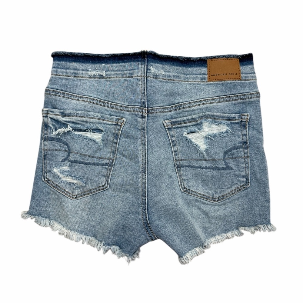American Eagle Super High Rise Denim Jean Shorts Size 2 NEW Festival Distressed - Picture 2 of 4